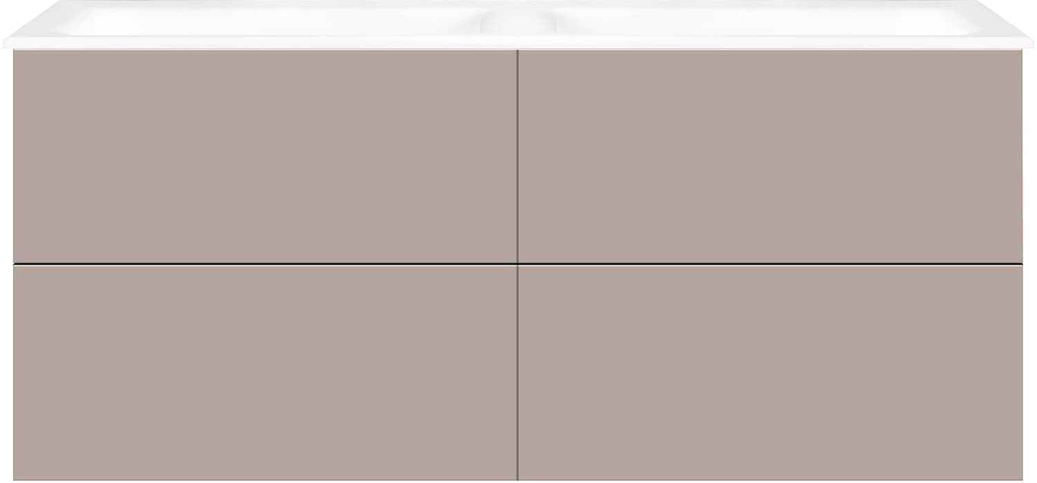 ONDERBOUW COFFEE 4 LADES 140 DUO BASALTGRIJS MAT +DUBBELE WASTAFEL PORSELEIN ZONDER KRAANGAT WIT
