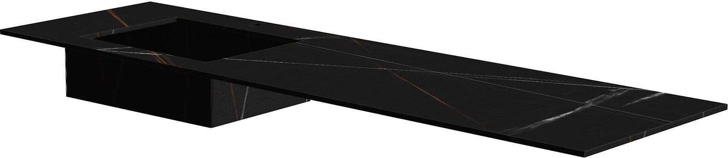 TABLET MARBRE CERAMIQUE PURO LAVABO S GAUCHE L180 H1,2 1TROU ROBINET BAMBOO BLACK
