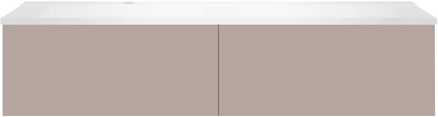 SOUS MEUBLE COFFEE 2 TIROIRS 140 MAT BASALTGRIJS+LAVABO GAUCHE BLANC