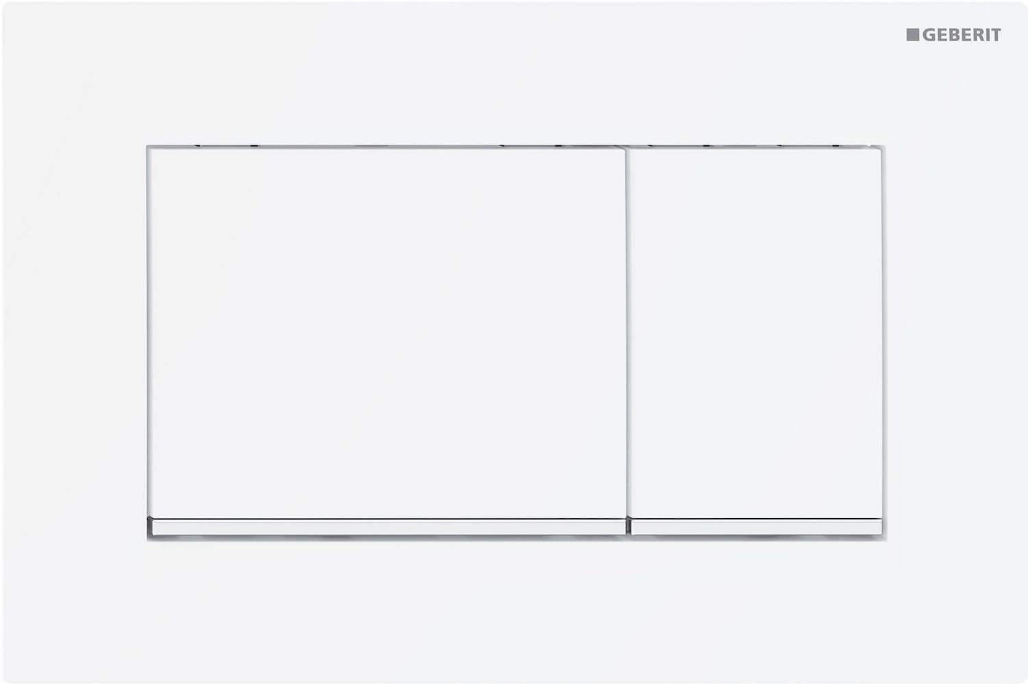 PLAQUE DE COMMANDE 2 TOUCHES SIGMA20 CARRE GEBERIT BLANC AVEC BANDE DESIGN EN BLANC MAT