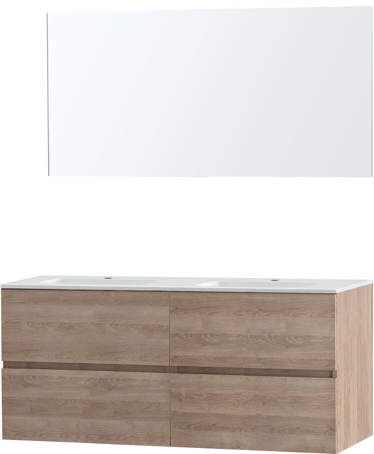 MEUBLE MOLTO CHENE NATUREL 140 MARBRE SYNTHETIQUE MIROIR