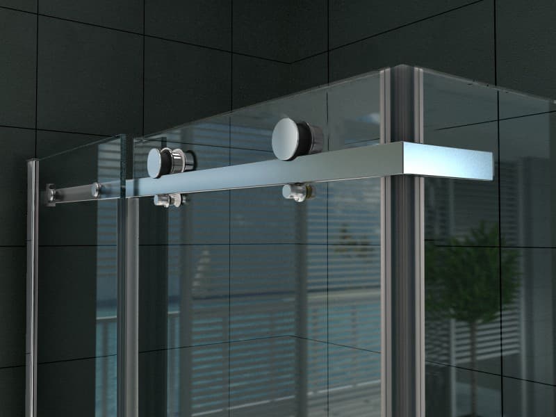 ALONI cabine de douche - porte coulissante et paroi latérale - 900 X 1400 X 1950 mm - chrome - verre clair