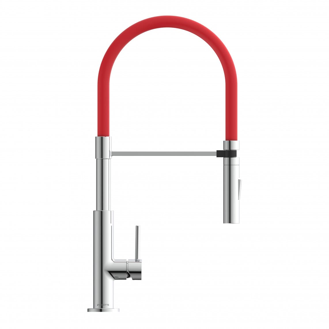 79180 STILO Keukenkraan, chroom/zwart, chroom/rood, met soft-touch slang