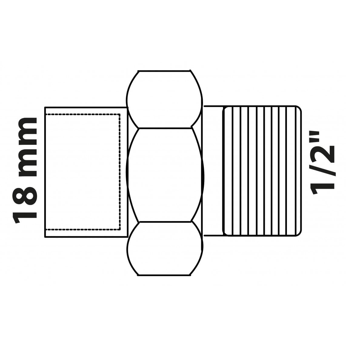 989242017 BR raccord à visser, vierge, 18 mm x 1/2" M, à joint conique, 1 manchon (4341g)