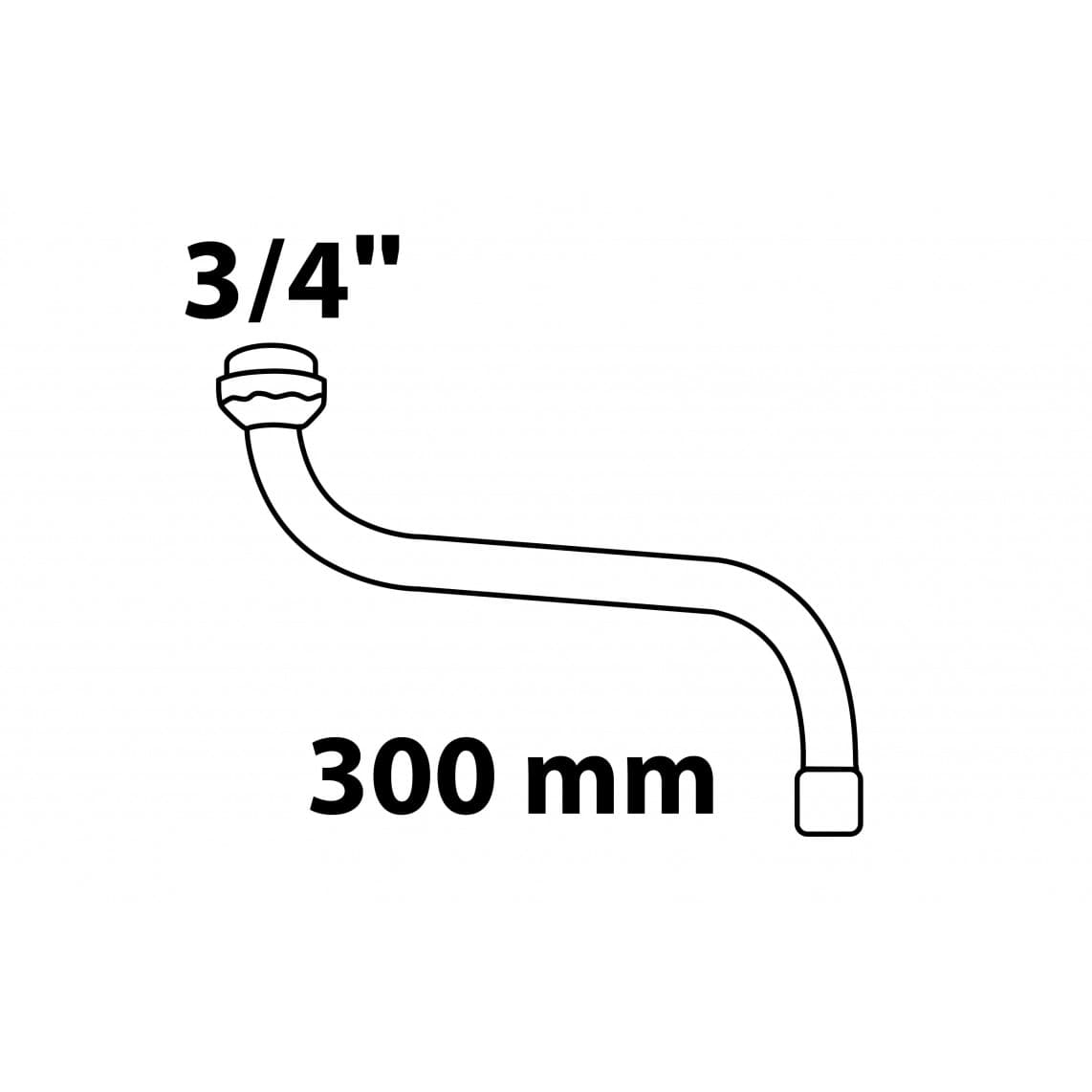 98951218 S-sortie de tuyau, 3/4" x 300 mm,avec aérateur, joint torique