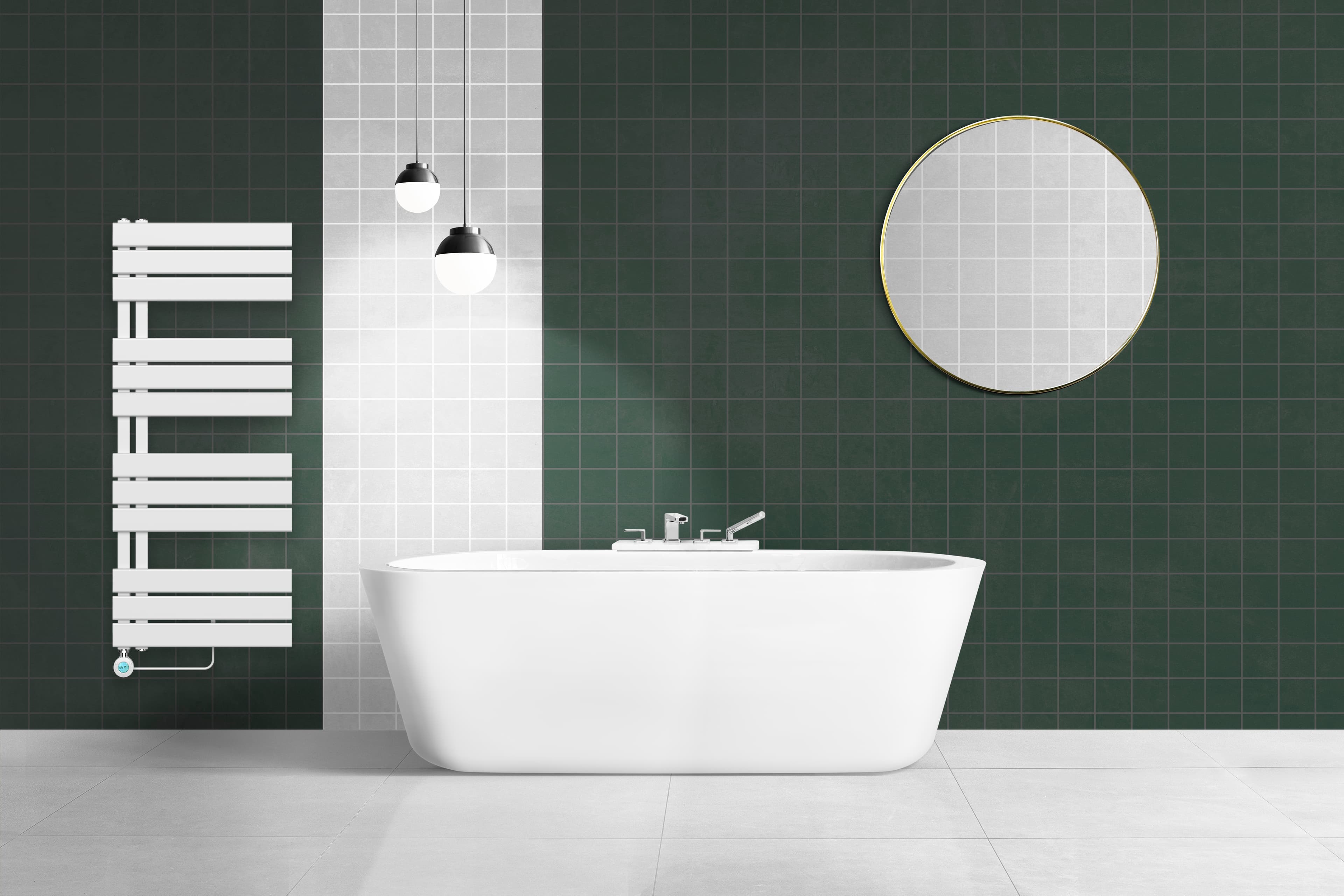 BELRAD SÈCHE-SERVIETTES ÉLECTRIQUE – AVEC THERMOSTAT NUMÉRIQUE PROGRAMMABLE – RACCORD À GAUCHE – 755W – 1600X500 MM – BLANC