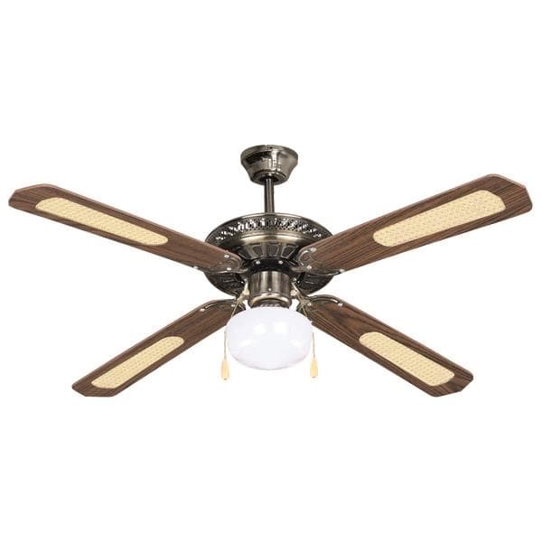 Ventilateur décoratif avec 1 lampe E27 Brun doré diamètre 130 70W