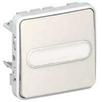 Plexo poussoir (no) lumineux 10A 250V composable Blanc