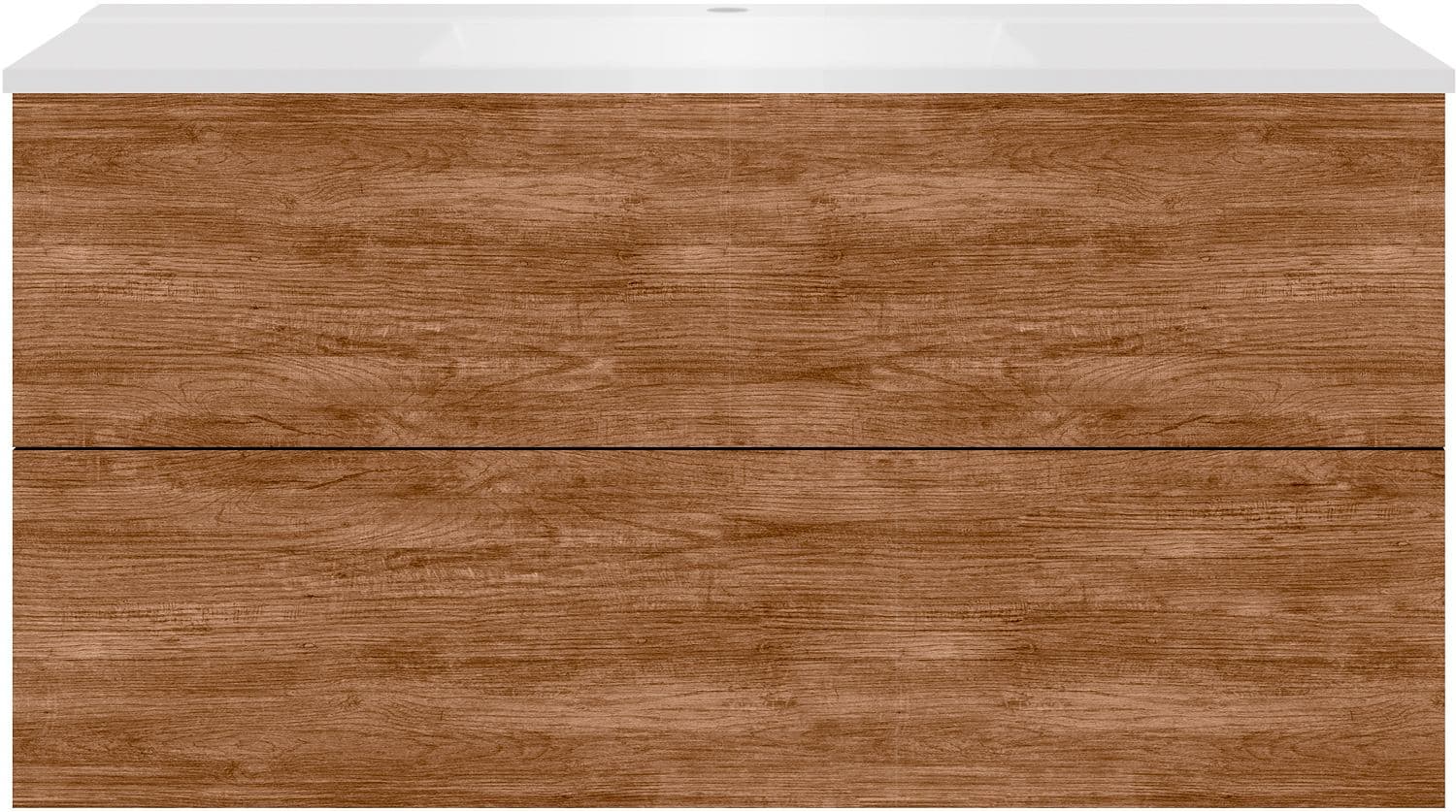 SOUS MEUBLE COFFEE 2 TIROIRS 120 TECTONA DECOR CANNELLE+LAVABO BLANC