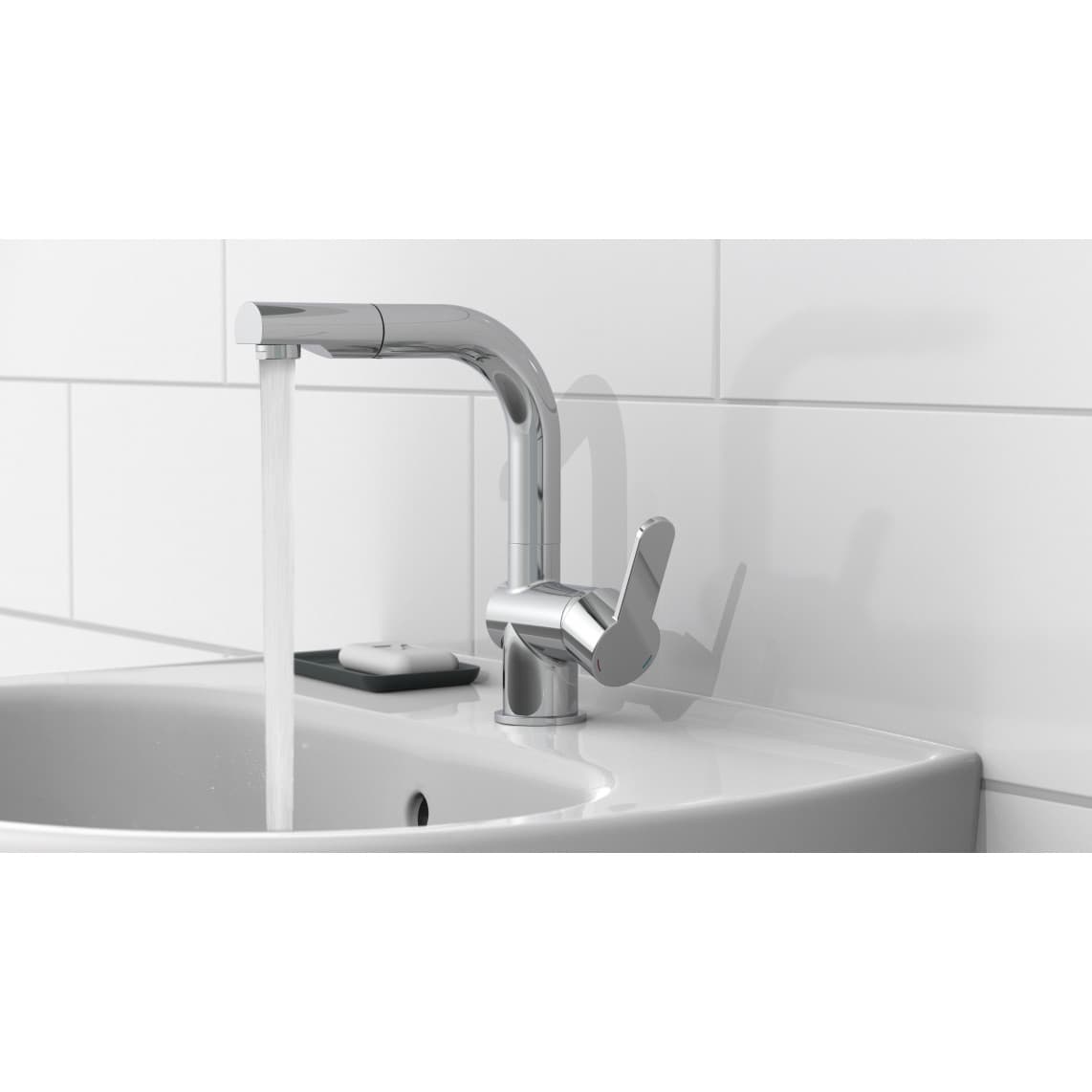 79710 LONDON Mitigeur lavabo, chromé, avec douchette à cheveux extractible