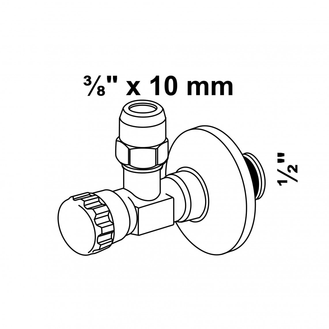 98480400 hoekstopkraan, 1/2"BU x 3/8"BU x 10 mmQ, met Duwrozet, zelfdichtend