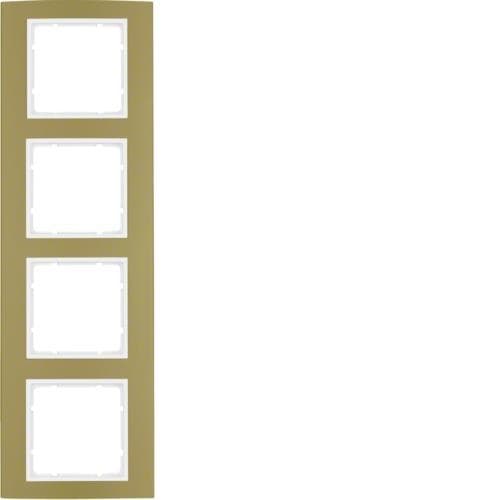 Plaque de recouvrement 4 postes Berker B.3 Alu, Or / Blanc polaire