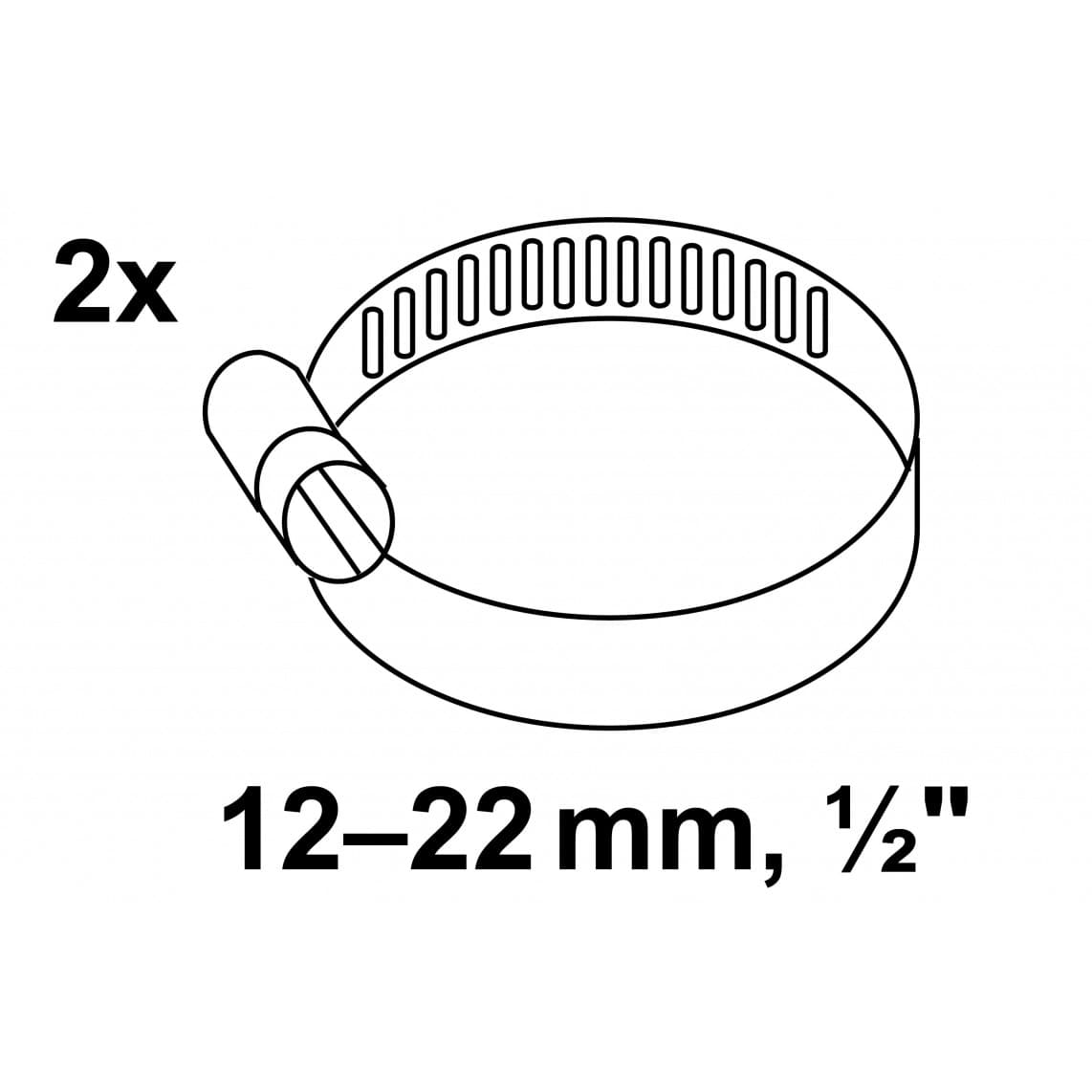 987390217 Collier de serrage 9 mm gamme, galvanisé, 12 - 22 mm, pour 1/2" (2x)