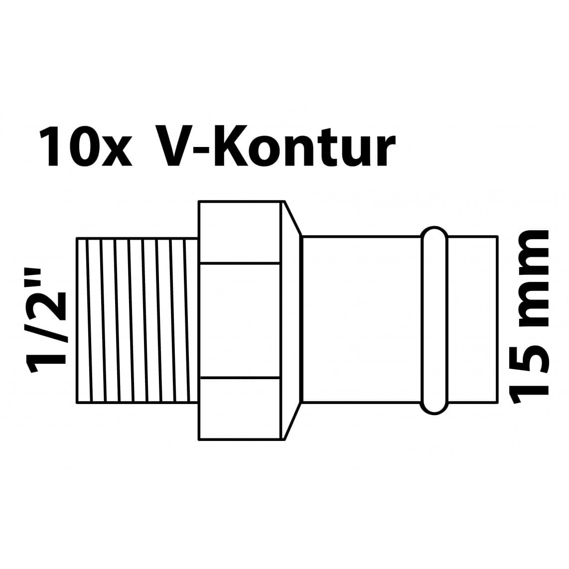 988623254 BR Mamelon de transition, vierge, 15 mm x 1/2" M, 1 manchon, (P4243g)