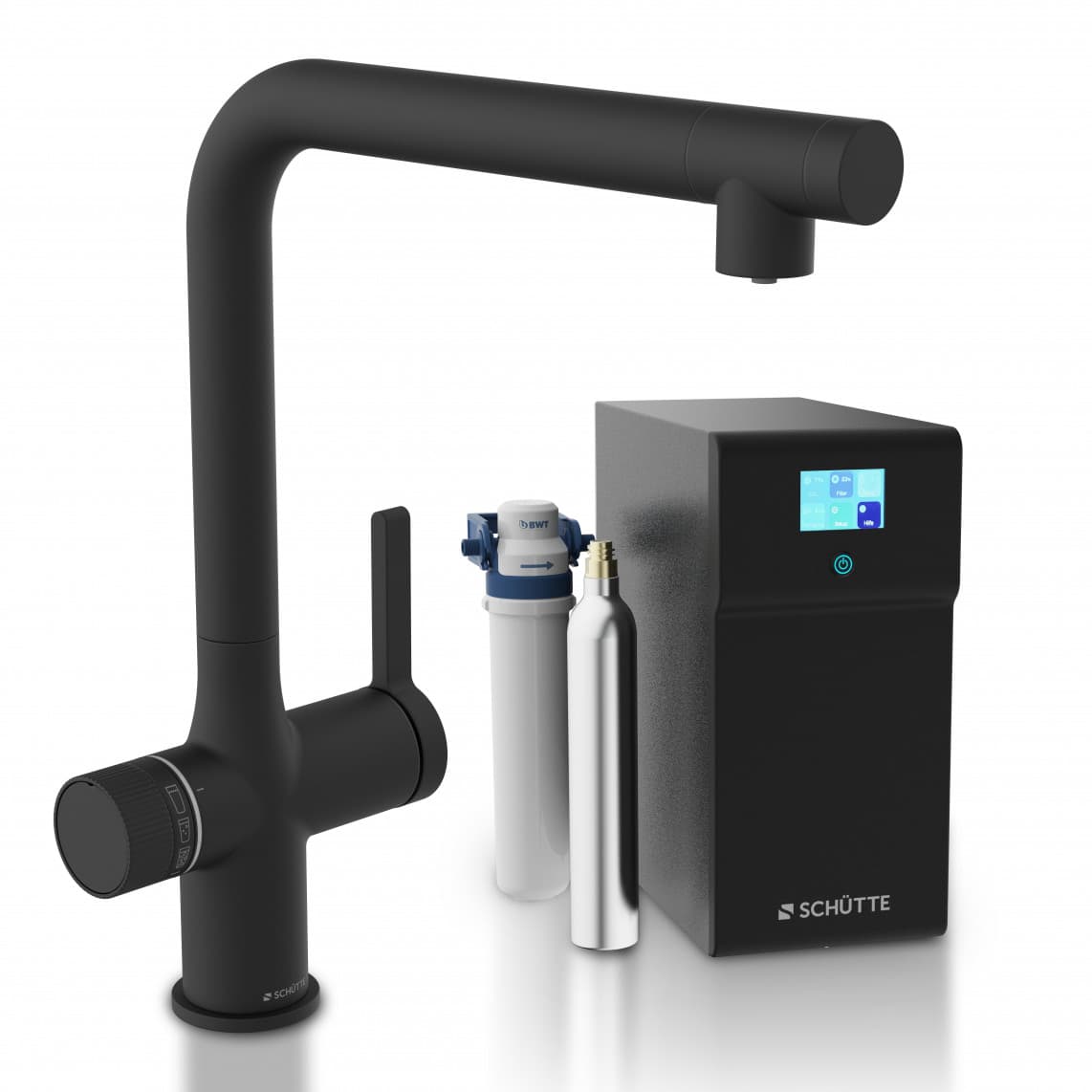 99960 AQUASTAR PREMIUM Sparkling water sink mixer, black matt, plus cooling and filter system