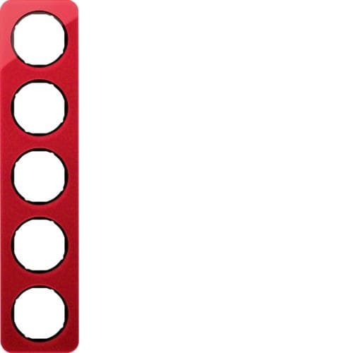 Plaque de recouvrement 5 postes R.1 acryl Rouge transparent / Noir