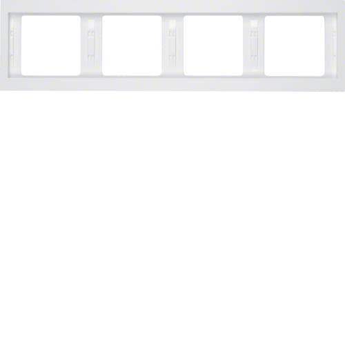 Plaque de recouvrement 4 postes pour montage horizontal Berker K.1 Blanc polaire, brillant