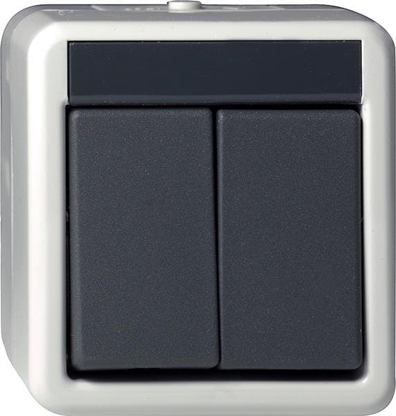 Bouton-poussoir à bascule  10A 250V~ Gris B-P double - plastique: thermoplastique sans halogène,