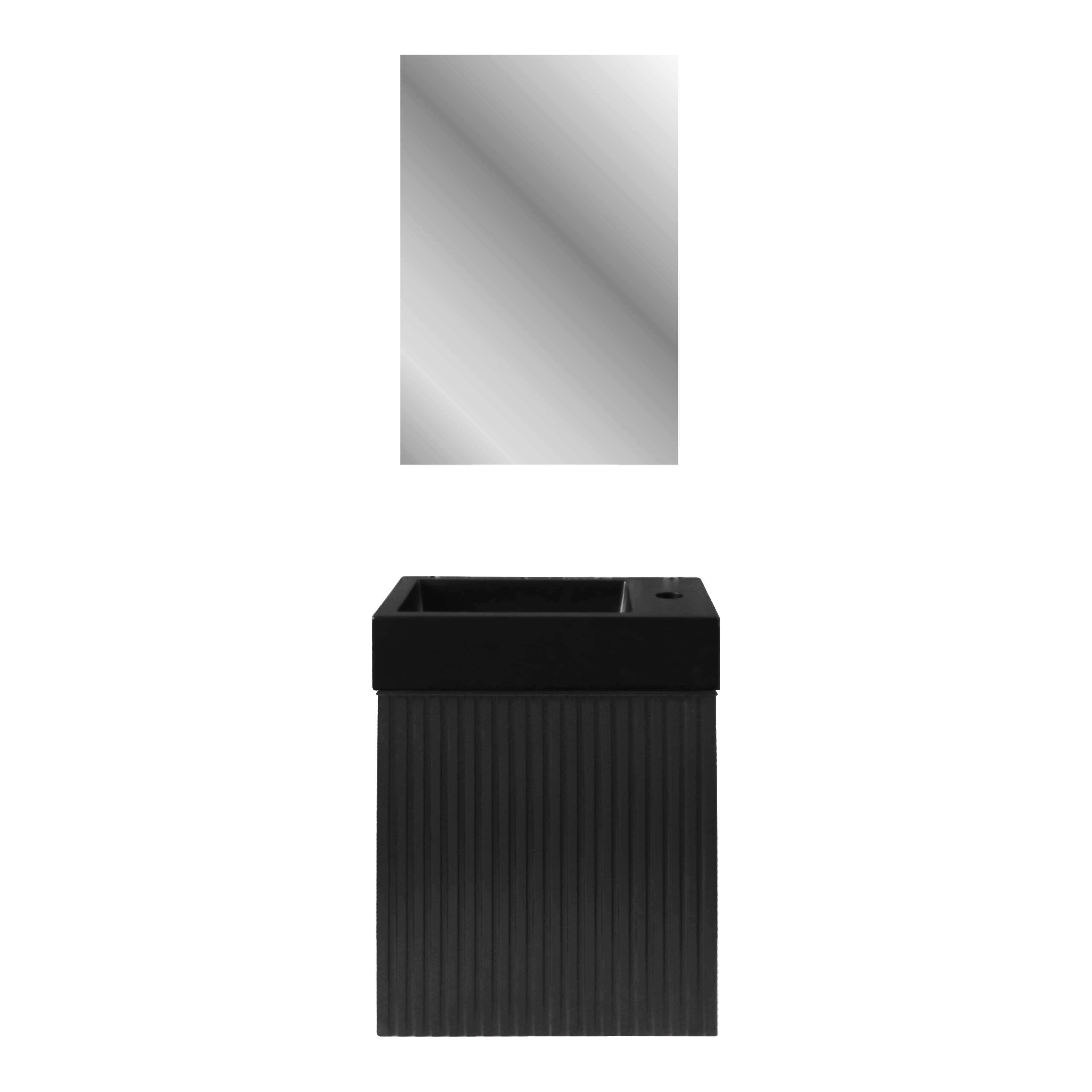 ALONI mikaro meuble de toilette - 1 porte - droite - avec Poignée - soft close - 40X50X22,3CM - chêne Noir