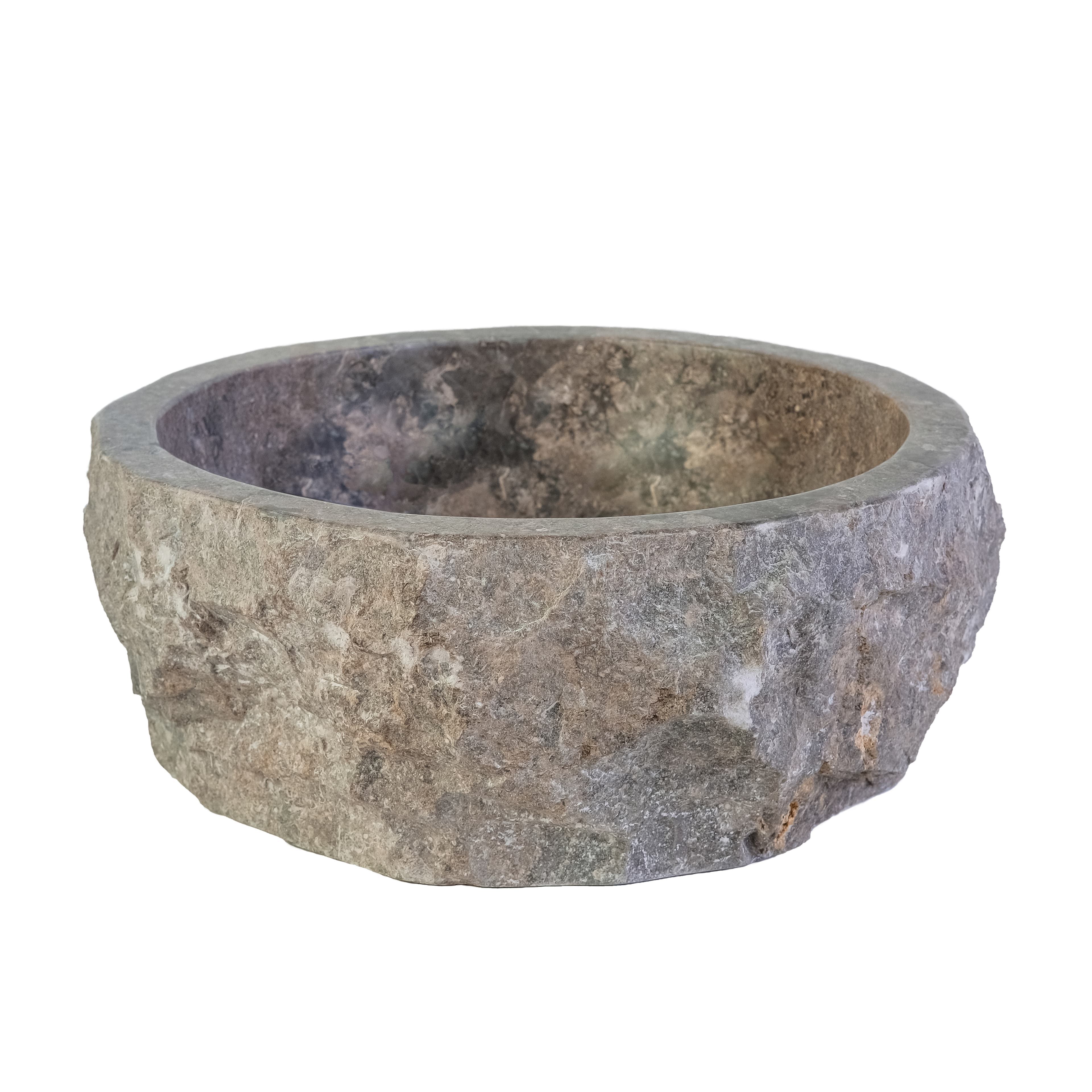VASQUE EN MARBRE NATURELLE ÉRODÉ - GRIS 30-35x15CM