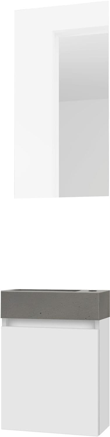 LAVE-MAINS FORM MINI BETON/ 1 PORT/MIROIR POUDRE BLANC