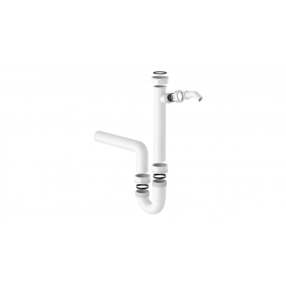 98831348 KS évier-siphon tubulaire, blanc, 1 1/2" F x 40 mm, avec 3/4" Raccordement de l'appareil