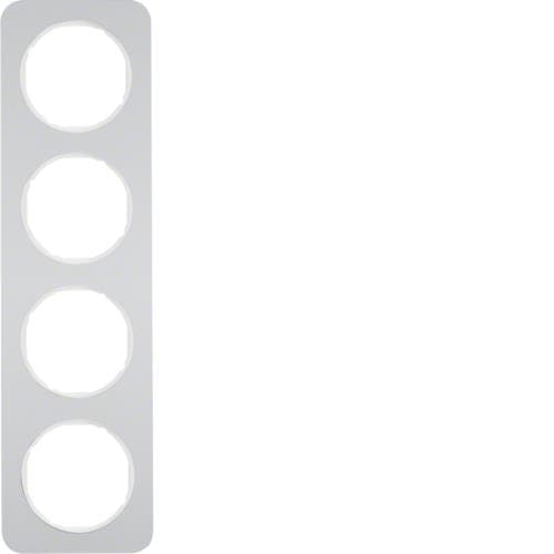 Plaque de recouvrement 4 postes Berker R.1 Alu / Blanc polaire