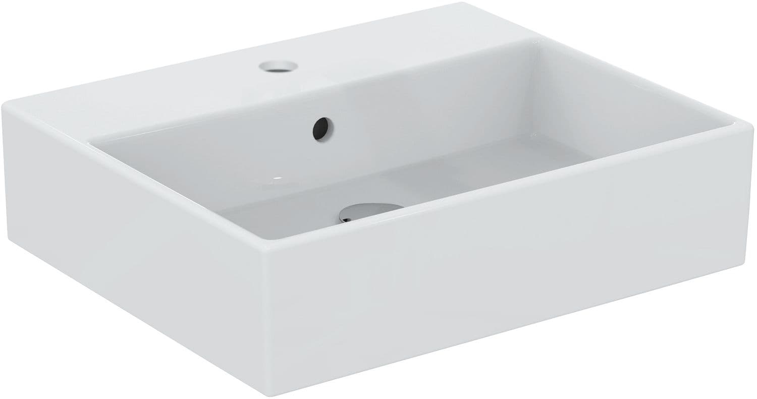 VASQUE A POSER STRADA IDEAL STANDARD 500X430MM +TROU ROBINET/TROP-PLEIN BLANC
