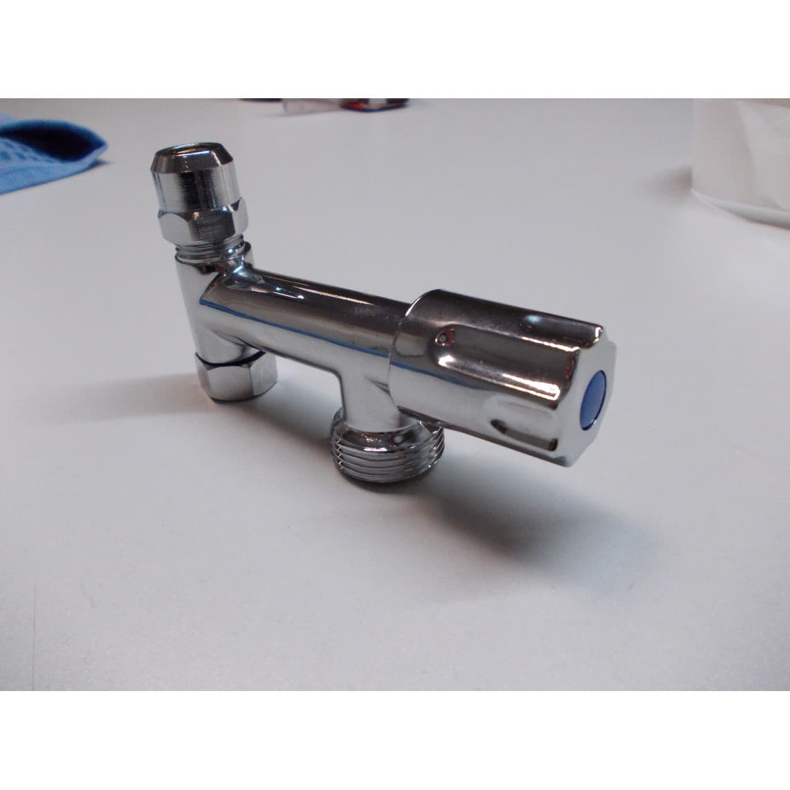 980001201 LT Vanne complémentaire de l'appareil long, chromé, 3/8" x 3/4", avec clapet anti-retour