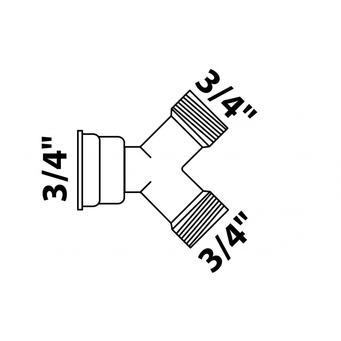 986186248 LT distributeur 2 voies, chromé, 3/4" F x 3/4" M