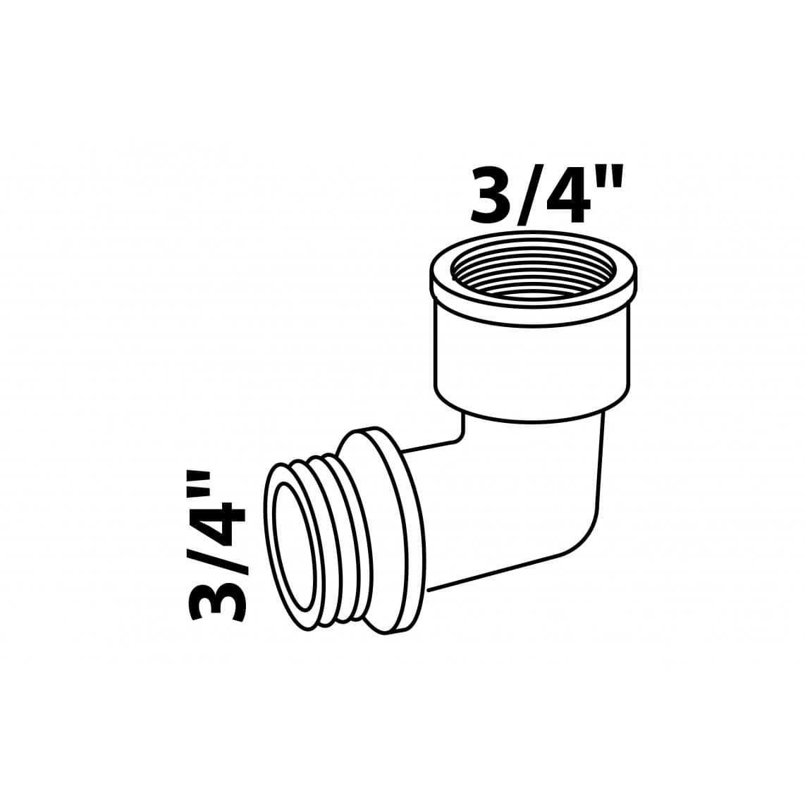 989393155 LT coude 90°, chromé, 3/4" F x 3/4" M