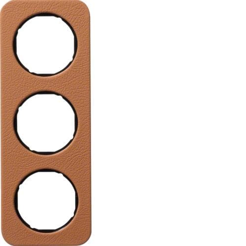 Plaque de recouvrement 3 postes R.1 Cuir Bruin / Noir