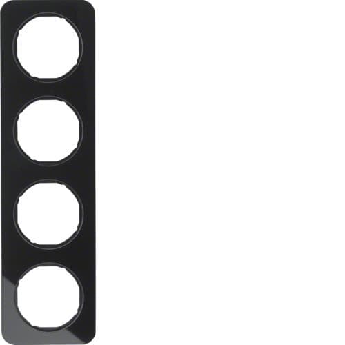 Plaque de recouvrement 4 postes Berker R.1 Verre, Noir
