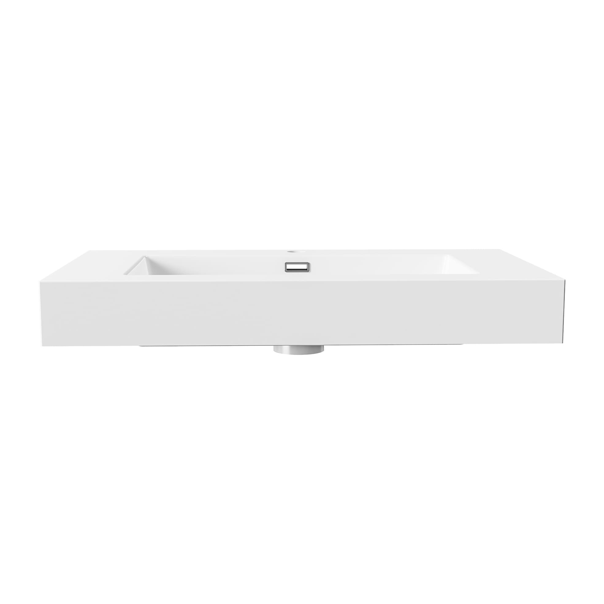 ALONI lavabo - 1 Vasque - avec trop-plein - 1 trou robinet - marbre composite - 80X10X46 cm - blanc mat