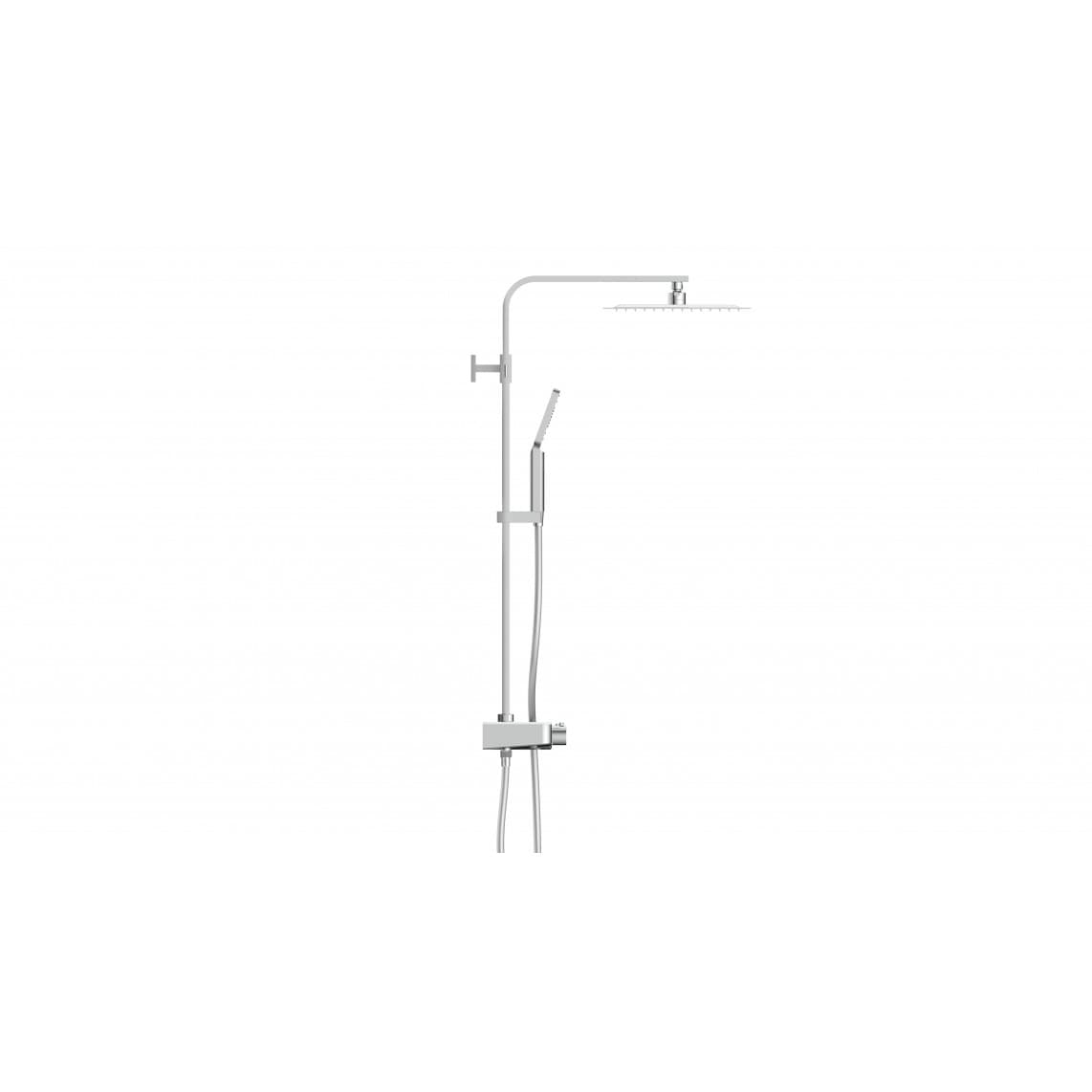 60530 OCEAN Overhead shower set, chrome/white, with thermostatic mixer, with tray
