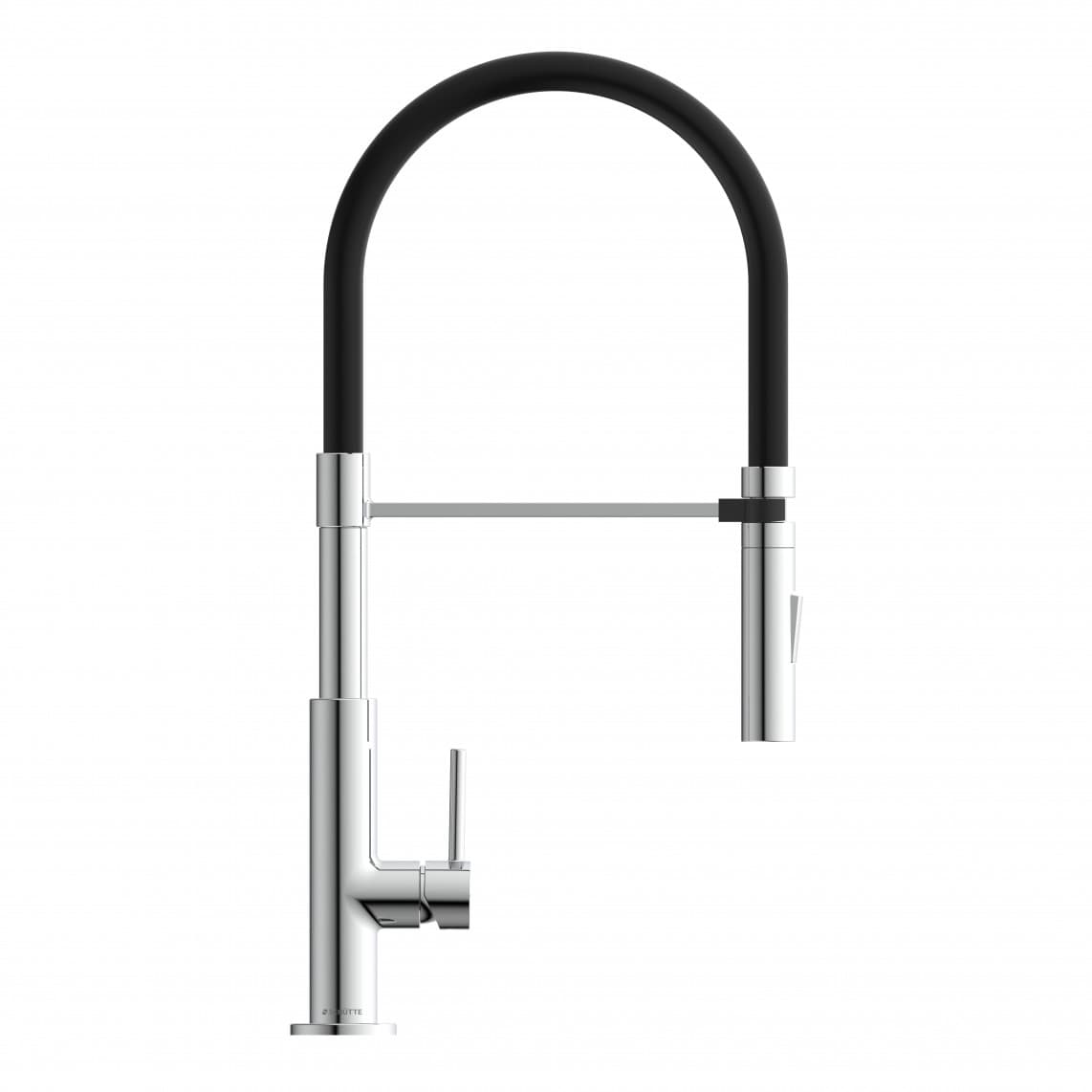 79180 STILO Keukenkraan, chroom/zwart, chroom/rood, met soft-touch slang