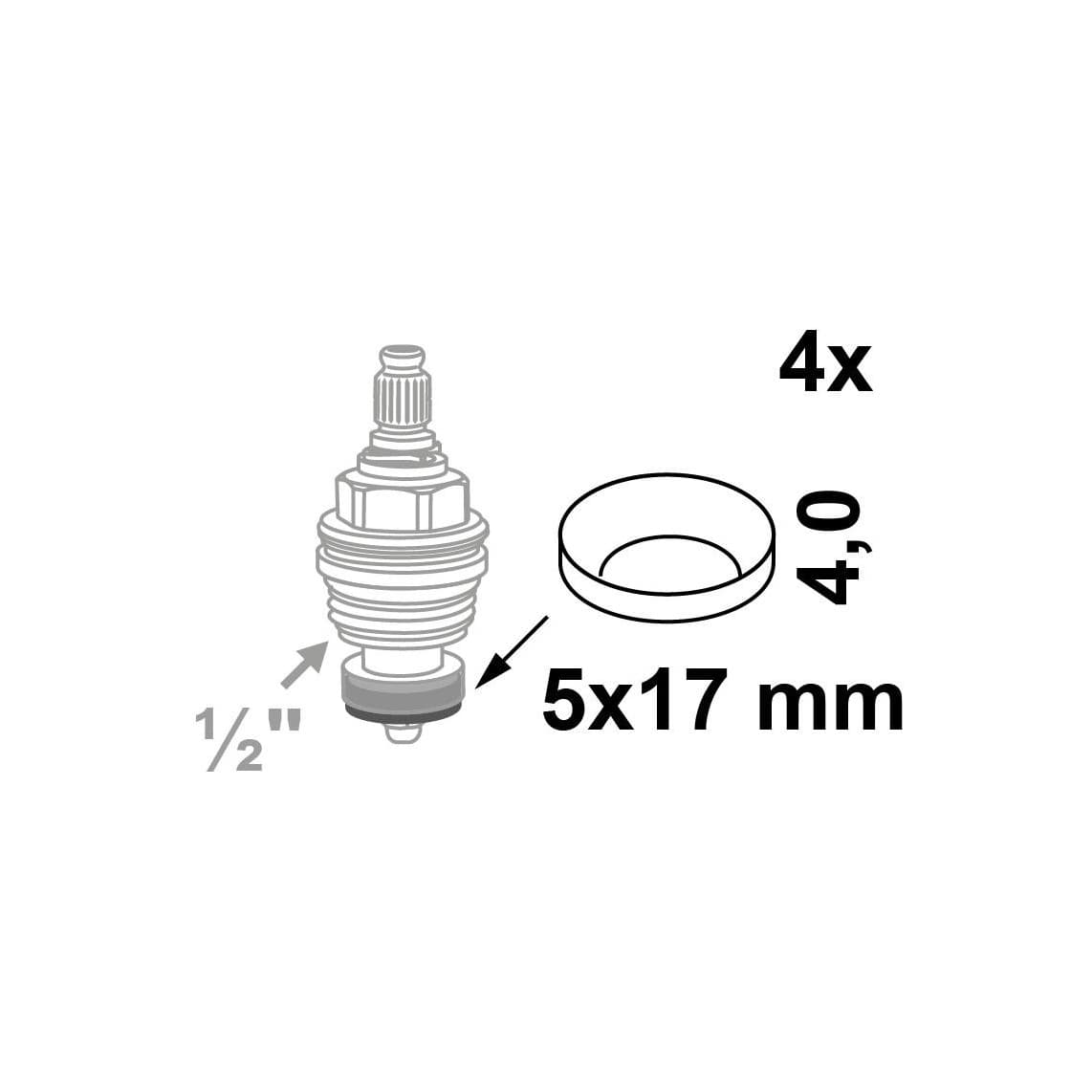 98696240 Valve plate gasket, rubber, 5 x 17 x 4 mm, for upper part 1/2" (4x)