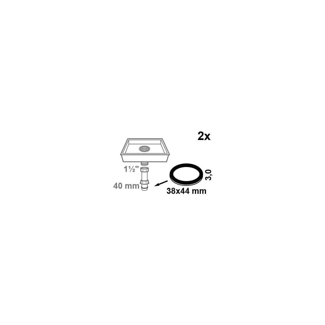 98696860 bague à sertir, Silicone, 38 x 44 x 3 mm, pour tube plongeur 40 mm (2x)