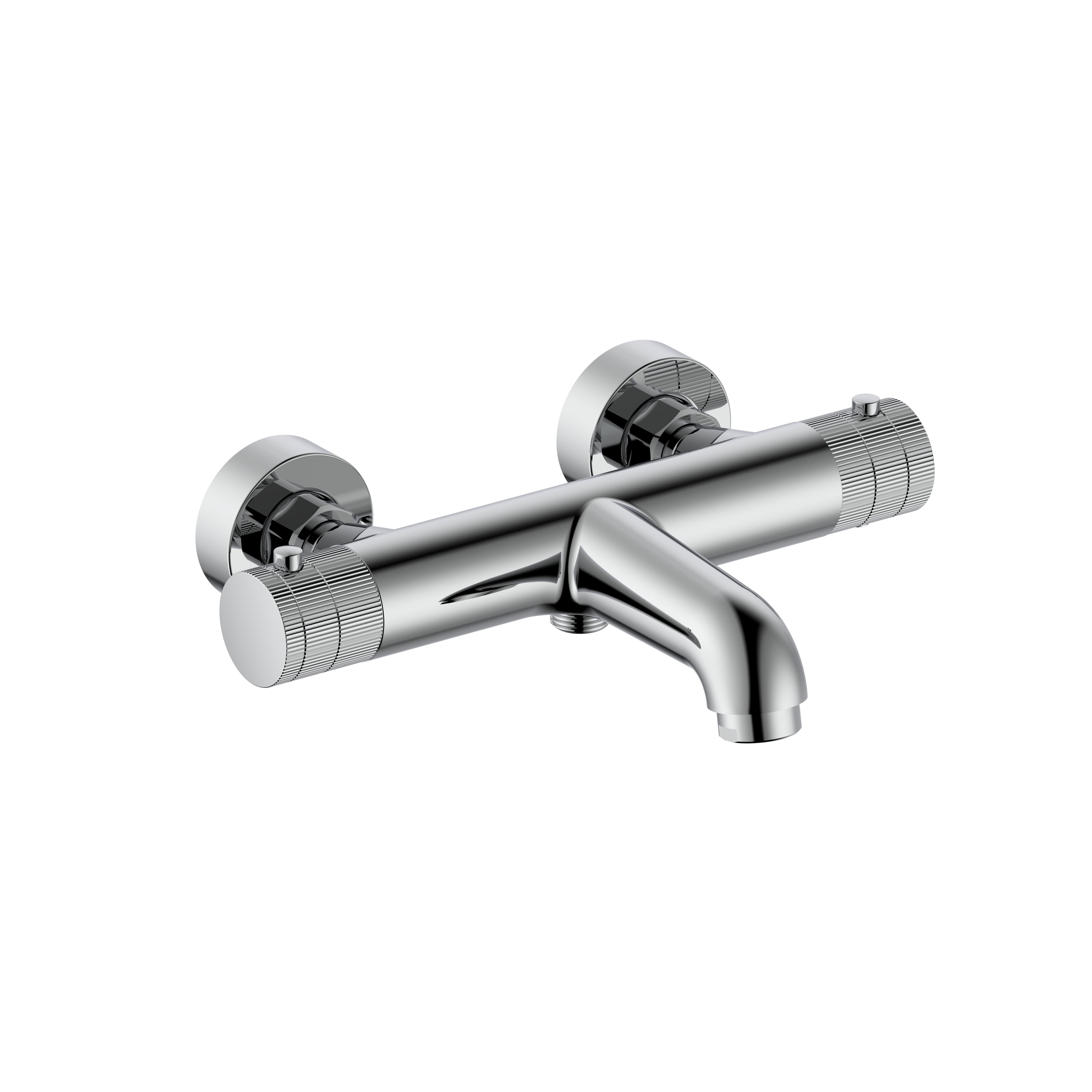 STRIA MITIGEUR DE BAIN – THERMOSTATIQUE – MONTAGE MURAL – BOUTONS AVEC FINITION STRIÉE - BELGAQUA - CHROME