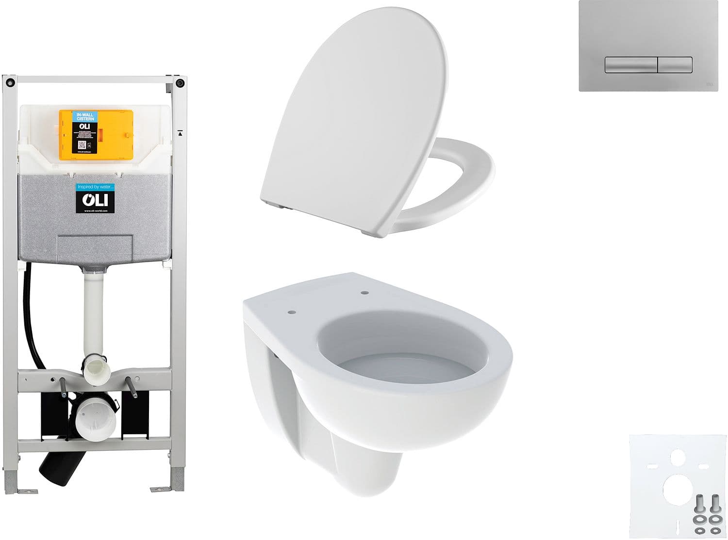 WALLFIX OLI WC SUSPENDU BASTIA D600 SOFTCLOSE + LIFT-OFF GLAM MAT CHROME