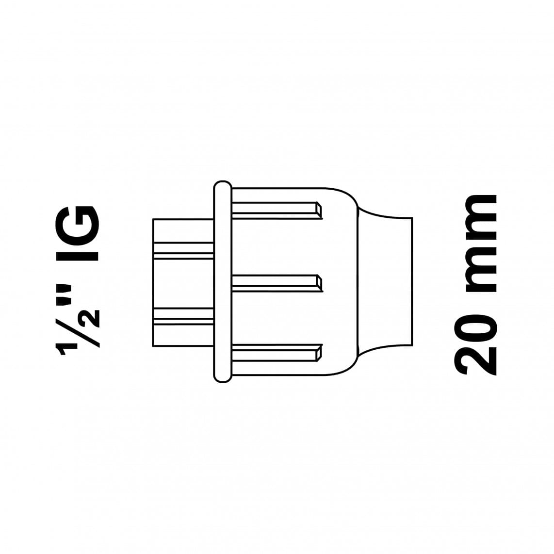 984843117 PP pièce intermédiaire, 20 mm x 1/2" F, raccord à serrer pour PEHD/socarex
