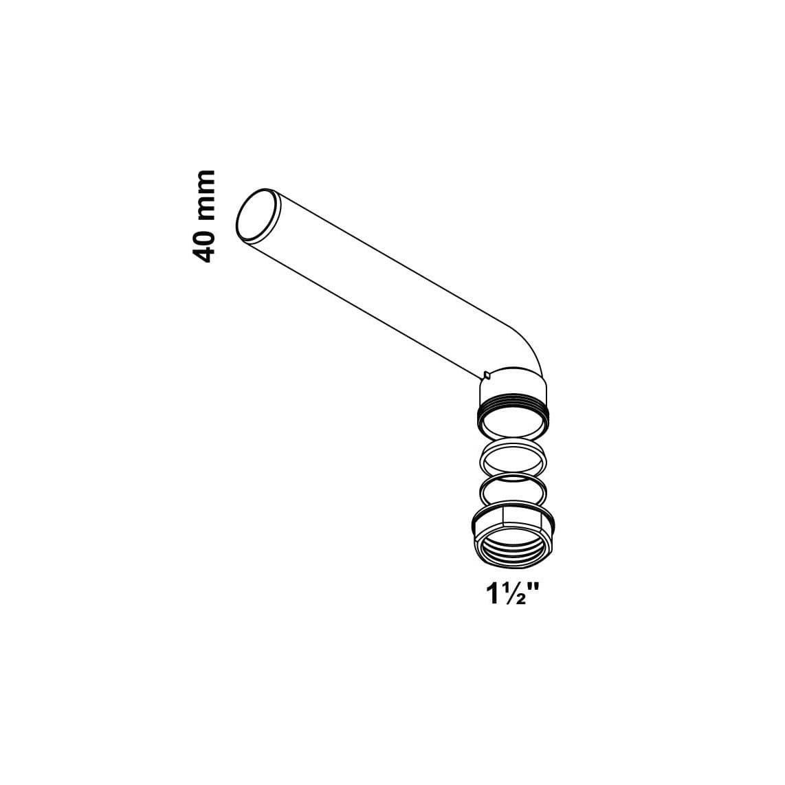 98837478 KS coude de sortie, blanc, 1 1/2" x 245 mm x 40 mm, à pincer