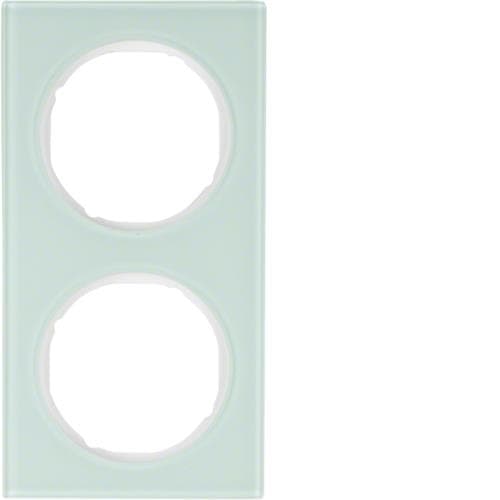 Plaque de recouvrement 2 postes Berker R.3 Verre, Blanc polaire