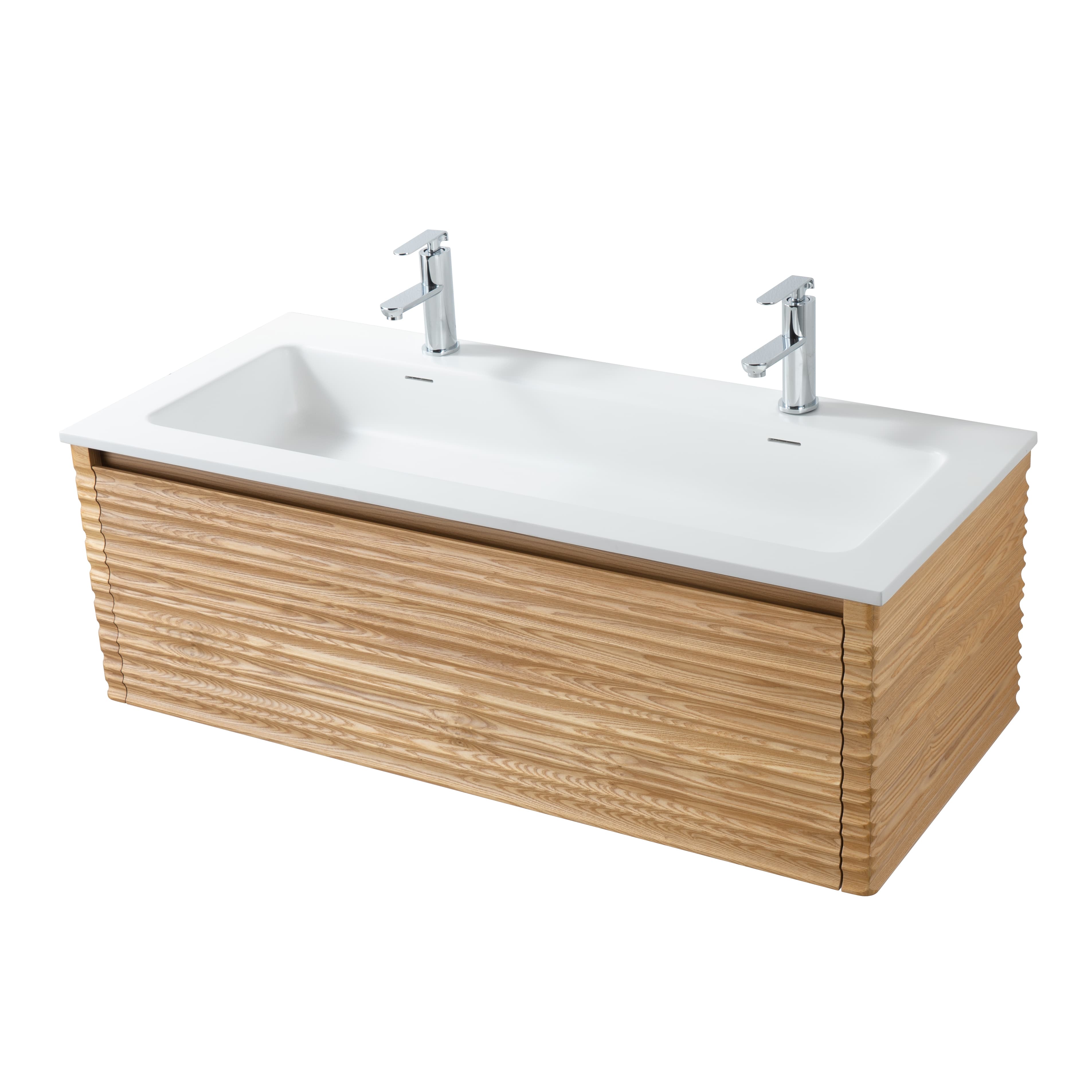 Kamellia meuble sous-vasque - 1 tiroir - sans Poignée - soft close – 119X40X52 cm - Noyer clair