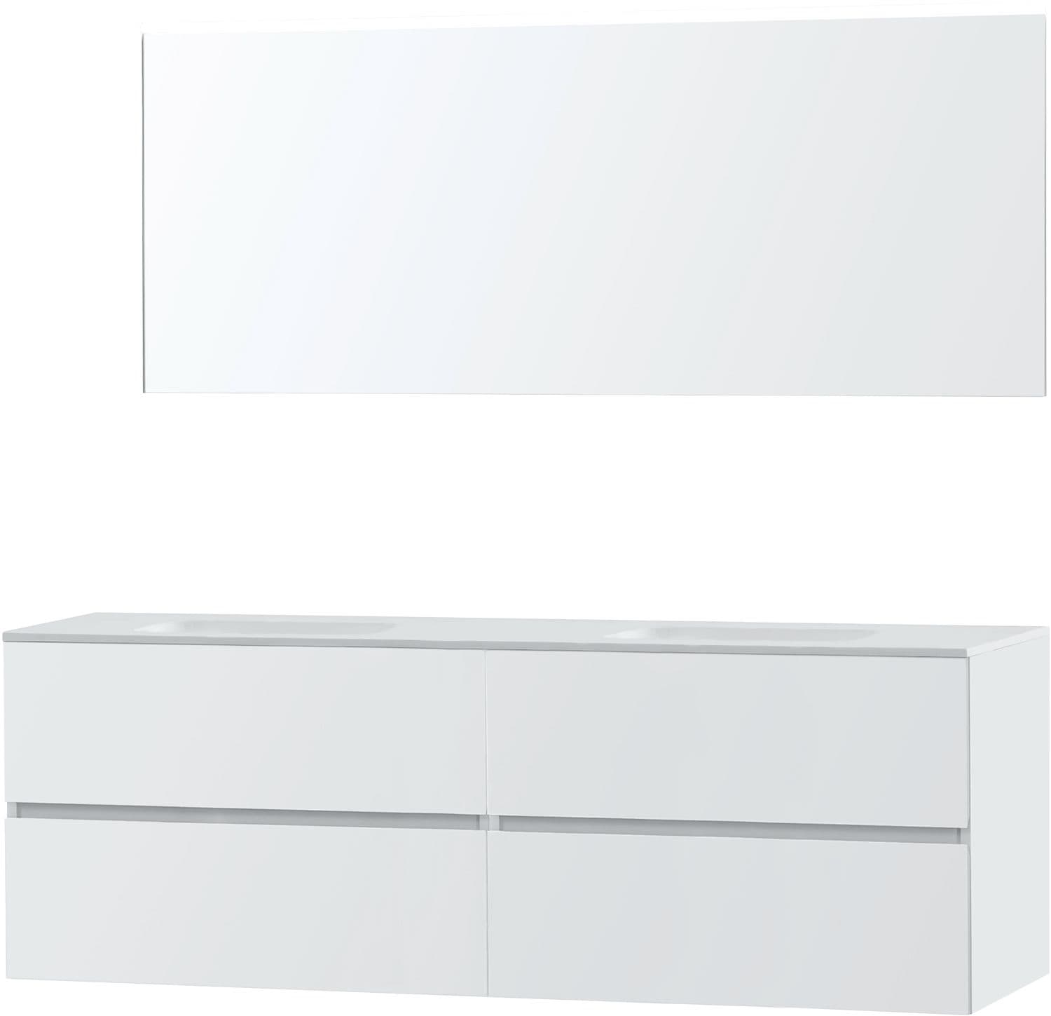 MEUBLE MOLTO POUDRE BLANC 180 2 LAVABO SOLID MIROIR