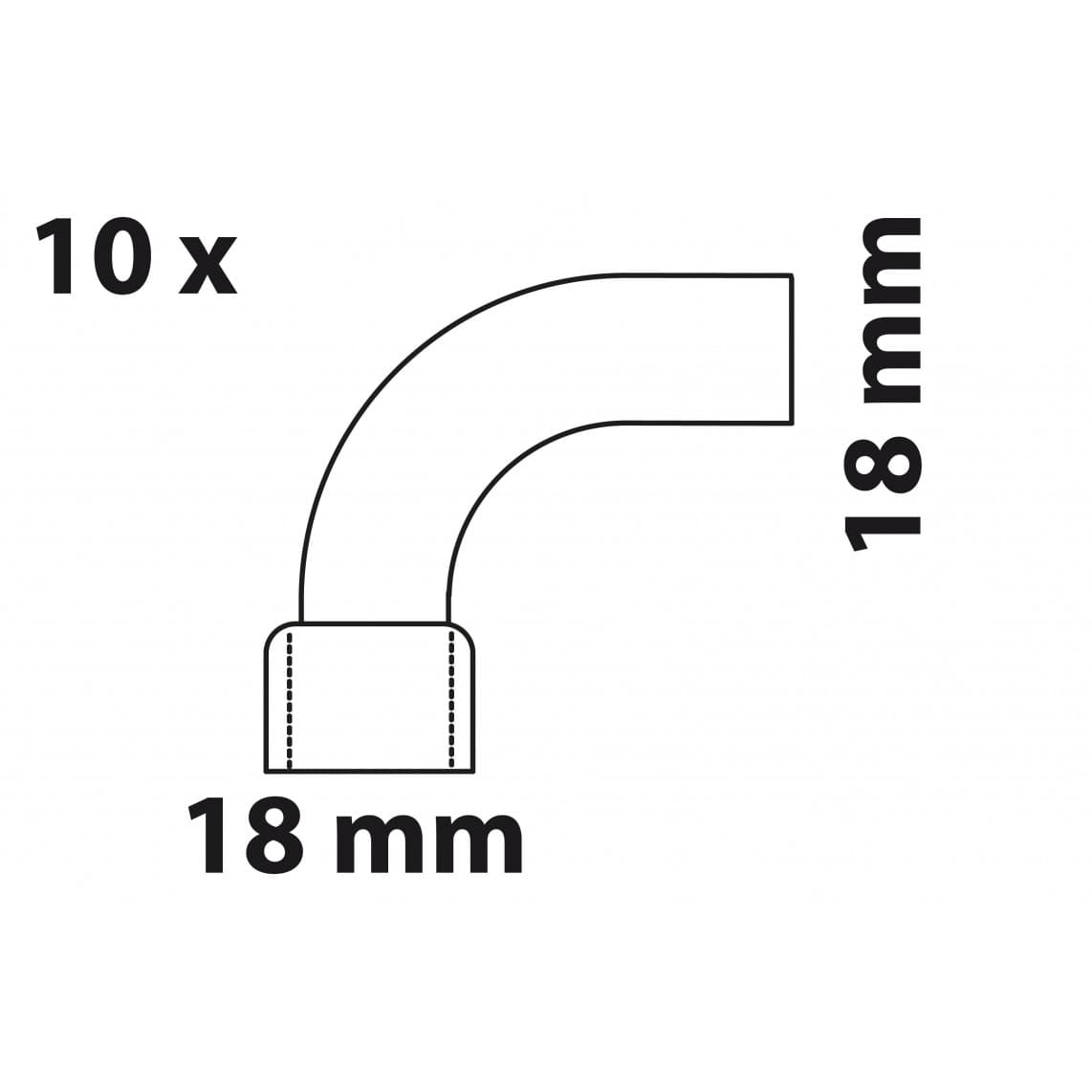 989028655 CU arc 90°, vierge, 18 mm, 1 manchon, (5001a) (10x)