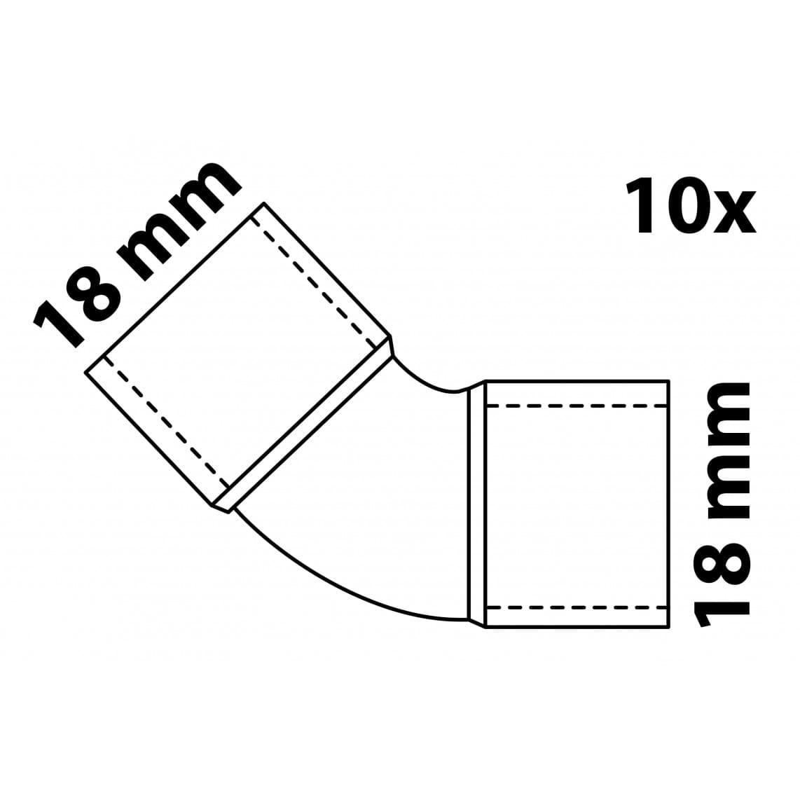 98911860 CU arc 45°, vierge, 18 mm, 2 manchons (5041) (10x)