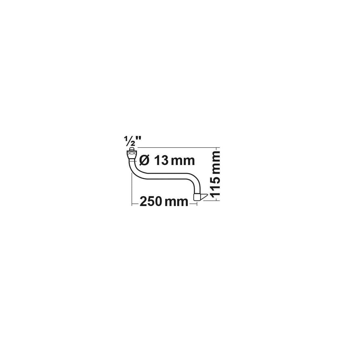 98957218 S-sortie de tuyau, chromé, 1/2" x 250 mm