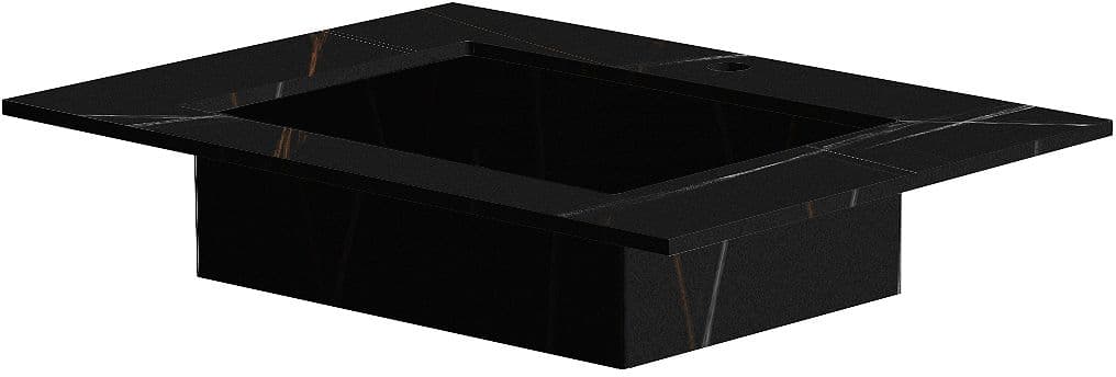 TABLET MARBRE CERAMIQUE PURO LAVABO S B70 H1,2 1TROU ROBINET BAMBOO BLACK
