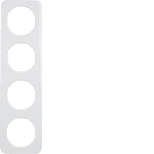 Plaque de recouvrement 4 postes Berker R.1 Blanc polaire, brillant